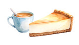Illustration aquarelle de café et de cheesecake