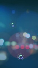 Poster - Animation of eco car digital interface over city lights