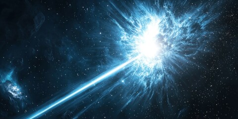 Wall Mural - A dramatic cosmic event where a giant star erupts into brilliant fragments
