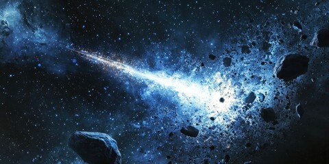 Wall Mural - A dramatic cosmic event where a giant star erupts into brilliant fragments