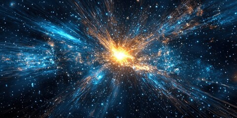 Wall Mural - A dramatic cosmic event where a giant star erupts into brilliant fragments
