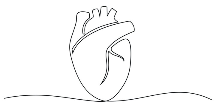 Heart. Continuous one line drawing of Heart Health Icon. Hand drawn symbol vector illustration.