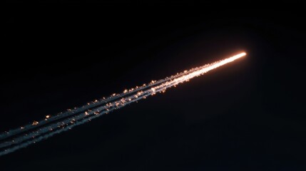 Poster - Glowing comet-like firework streaks shooting upward, leaving radiant trails in a clean black sky.