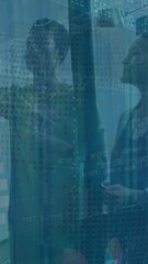 Poster - Animation of financial data processing over diverse business people in office