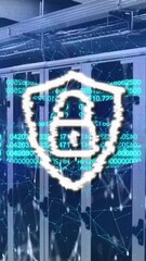 Aufkleber - Animation of padlock and chains over server room