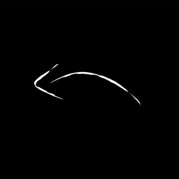 curly arrow pointing left on black background 