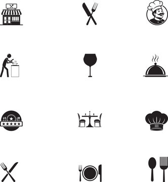 restaurant icon set. restaurant element vector design art illustrator