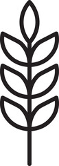 Poster - Wheat ear icon black outline simple agricultural symbol isolated on transparency background representing grain harvest farming and organic food concepts