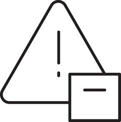 Poster - Warning sign with exclamation mark and minus symbol, black outline, isolated on transparency background, simple vector icon for caution, alert, error, or notification concepts