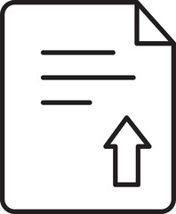 Leinwandbilder - Document upload icon, black outline, features paper sheet with lines and upward arrow, symbolizing file transfer, digital submission, or online sharing, simple vector style