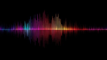 Poster - Vibrant waveform bars rising and falling rhythmically in sync to invisible music on a black background.