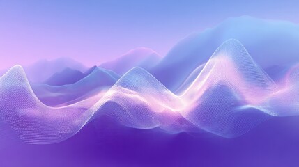 Poster - Soft glowing waveform with smooth peaks and valleys in a dreamy gradient of purples and blues.