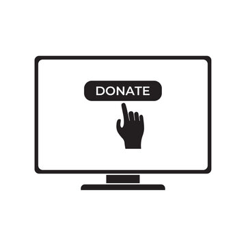 donate button flat icon vector on computer