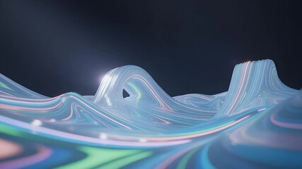 Poster - Abstract Glossy Terrain: A mesmerizing depiction of undulating terrain, sculpted with a shimmering, glossy texture, evoking a sense of fluidity and movement against a dark backdrop.