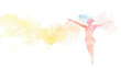 © Siriluck - Vibrant watercolor painting of solo dancer expressing joy and movement
