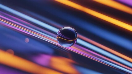 Poster - Abstract Reflection: A captivating composition of a sphere reflecting the colorful lines, creating a mesmerizing interplay of light and shadow, perfect for artistic and conceptual projects.