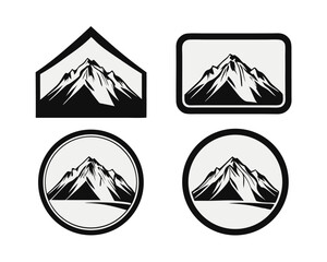 Poster - Collection of diverse mountain silhouettes and peaks representing nature s grandeur ideal for outdoor themes and adventure branding