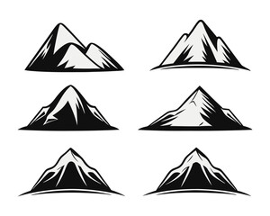 Poster - Comprehensive collection of diverse mountain peaks and summit designs presented in a versatile graphic element assortment for creative projects