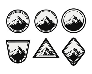 Poster - Comprehensive collection of diverse mountain silhouettes and shapes presented in a clean and scalable graphic format suitable for various design applications and creative projects