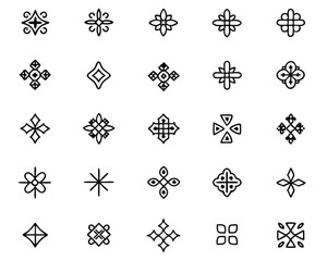 Poster - Intricate neo tribal and gothic inspired geometric patterns presented in a contemporary design aesthetic featuring bold black and vibrant color accents
