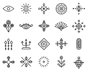 Poster - Intricate neo tribal geometric motifs and gothic inspired ornate patterns in a contemporary artistic design composition
