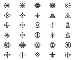Poster - Striking neo tribal geometric motifs and gothic inspired ornate patterns for modern design applications featuring bold black and vibrant yellow accents