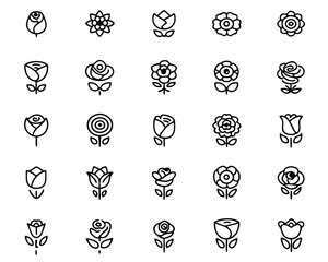 Poster - Elegant single line art collection featuring blooming rose flowers in a continuous drawing style perfect for artistic and decorative applications