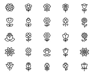 Poster - Elegant collection of delicate single line drawings featuring various rose flower blooms perfect for botanical art and floral design projects