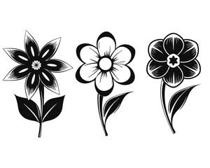 Poster - A collection of stylized floral emblems presented in a clean minimalist aesthetic featuring distinct botanical shapes and outlines suitable for various design applications