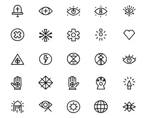 Poster - Comprehensive collection of graphic elements representing quietude and absence of sound presented as a diverse set of symbols for digital and print applications