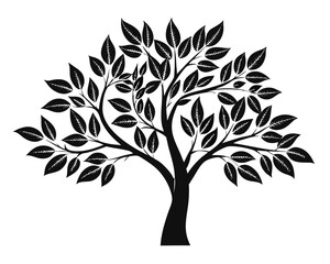 Poster - Collection of diverse botanical silhouettes including various trees shrubs and bushes presented in a clean isolated graphic on a plain background
