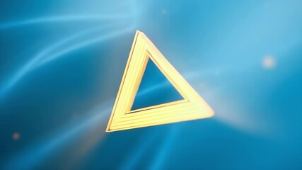 Poster - Golden Triangle: A radiant golden triangle floats gracefully against a captivating, vibrant blue backdrop. This visually striking piece embodies a fusion of artistry and imagination.