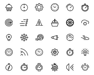 Poster - Comprehensive outline collection featuring symbols for rapid movement gradual progression and dynamic motion presented in a clean modern aesthetic with distinct color elements