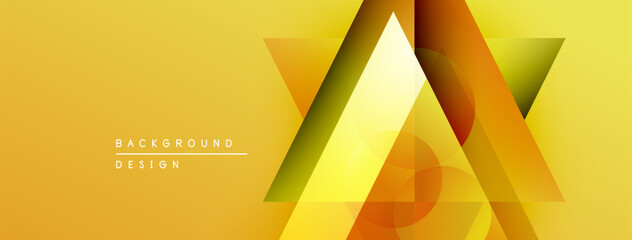 Poster - Abstract geometric shapes overlap, creating vibrant yellow, orange gradients. Modern design suitable for backgrounds, presentations.