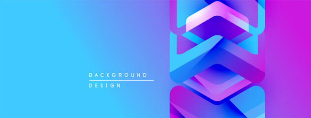 Aufkleber - Gradient background features geometric shapes. Vivid blue transitions to purple. Text reads background design. Modern aesthetic, clean lines present.