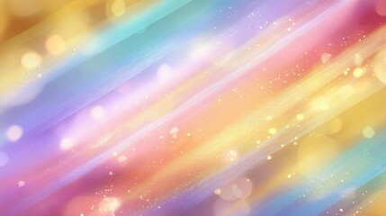 Poster - Cheerful gradient horizontal background with candy-colored stripes, shimmering dust, and soft glow around the frame.