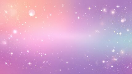 Poster - Kawaii pop-style horizontal frame with peach to violet gradient, scattered sparkles and dreamy light effects.