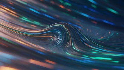 Aufkleber - Flow of Data: A mesmerizing abstract visual representing the seamless flow of information through interconnected networks, illustrated with dynamic, flowing lines of radiant light.