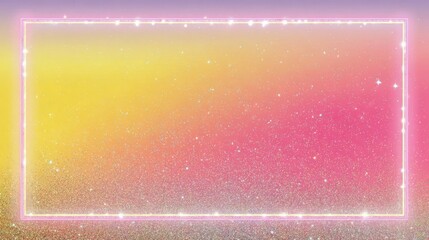 Poster - Pop-style pastel gradient from lemon yellow to bubblegum pink with sparkly border lights in a horizontal frame.