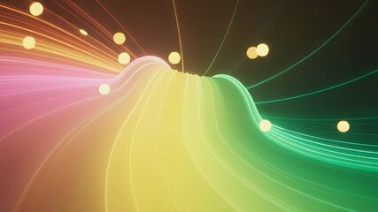 Poster - Color stream with ball light: Abstract glowing background featuring colorful curves and illuminated spheres, radiating energy and futuristic concept.