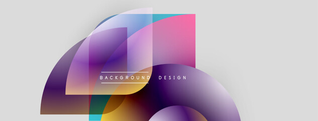 Poster - Abstract colorful shapes overlap, creating dynamic visual effect. Gradient hues blend, forming modern background design. Minimalist style.