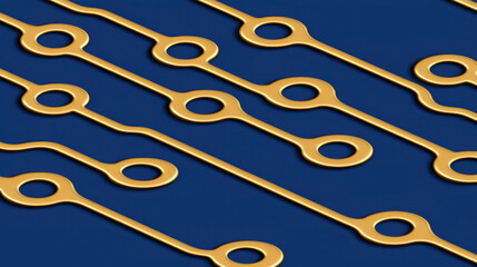 Aufkleber - Abstract gold and navy blue background featuring fluid lines with circular cutouts creating an elegant and modern design suitable for various applications