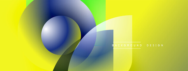 Poster - Abstract design features overlapping colorful shapes. Yellow, green, blue gradients create dynamic visual effect. Modern aesthetic.