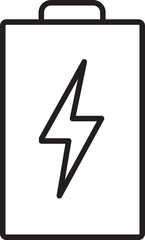 Fototapete - Battery energy power electricity charge icon symbol black outline simple vector isolated white background electric storage technology device equipment portable rechargeable sign graphic