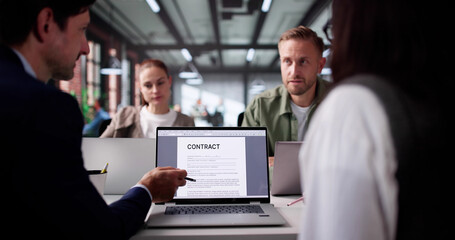 Poster - Legal Team Analyzing Contracts In Diverse Office Setting