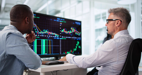 Poster - Diverse Brokers At Trading Company Trade Stocks