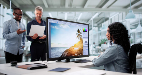 Poster - Multiracial Woman Collaborating With Diverse Team