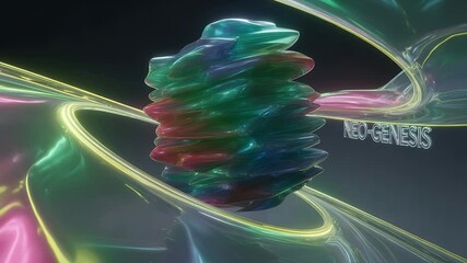 Poster - Abstract Fluid Artwork: A captivating illustration of a swirling, multi-colored fluid sculpture with dynamic movement against a dark backdrop.