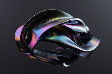 Aufkleber - High Resolution Picture of Abstract Iridescent 3D Shape on Black Background
