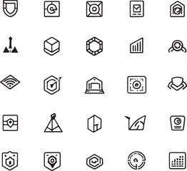 Aufkleber - Collection of various minimalist line art icons on a white background
